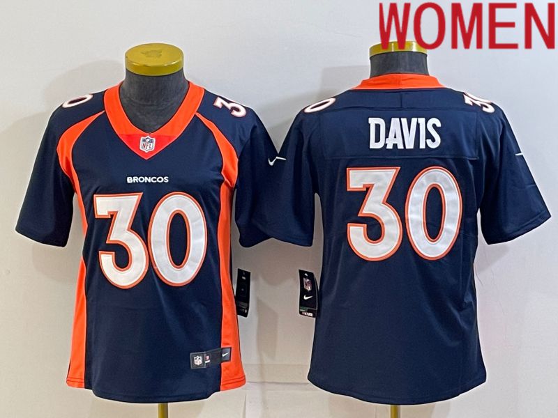 Women Denver Broncos #30 Davis Blue Nike Game 2022 NFL Jersey->youth nfl jersey->Youth Jersey